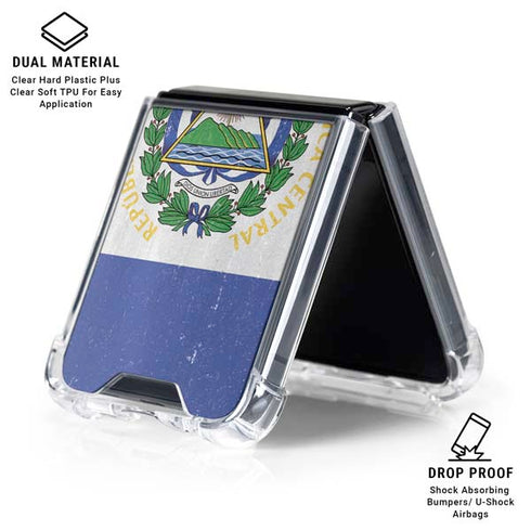El Salvador Flag Distressed Galaxy Z Flip6 Clear Case