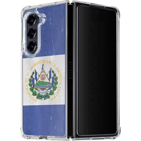 El Salvador Flag Distressed Galaxy Z Fold5 5G Clear Case