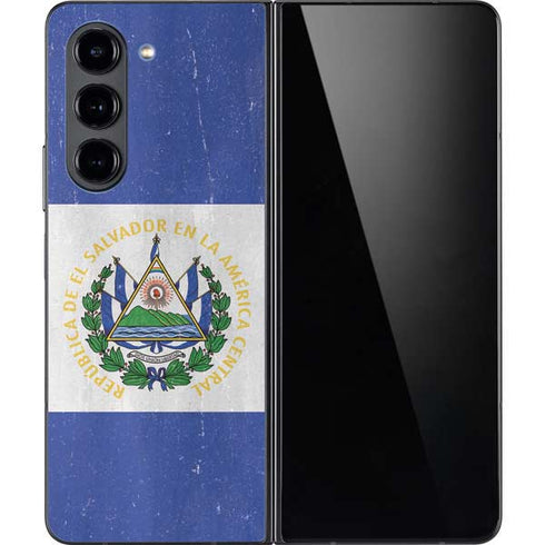 El Salvador Flag Distressed Galaxy Z Fold5 5G Skin