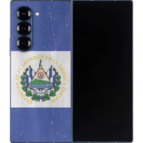 El Salvador Flag Distressed Galaxy Z Fold6 Skin
