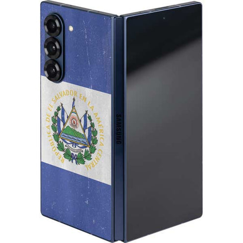 El Salvador Flag Distressed Galaxy Z Fold6 Skin