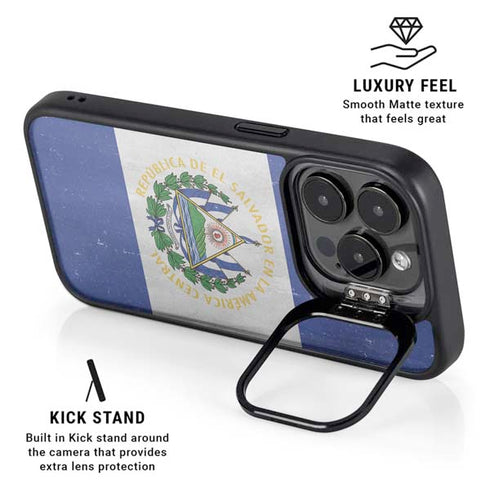 El Salvador Flag Distressed iPhone 13 Pro Kickstand Case