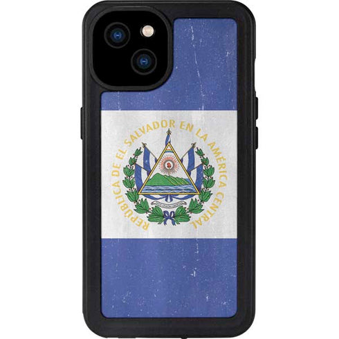 El Salvador Flag Distressed iPhone 15 Plus Waterproof Case