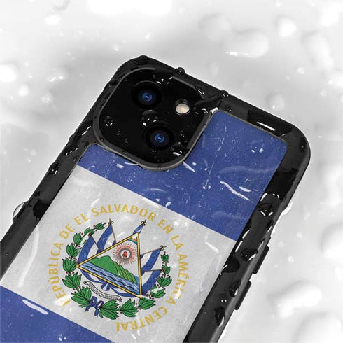 El Salvador Flag Distressed iPhone 15 Plus Waterproof Case