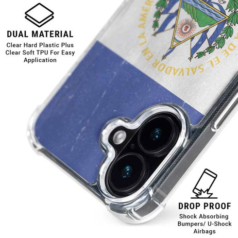 El Salvador Flag Distressed iPhone 16 Clear Case