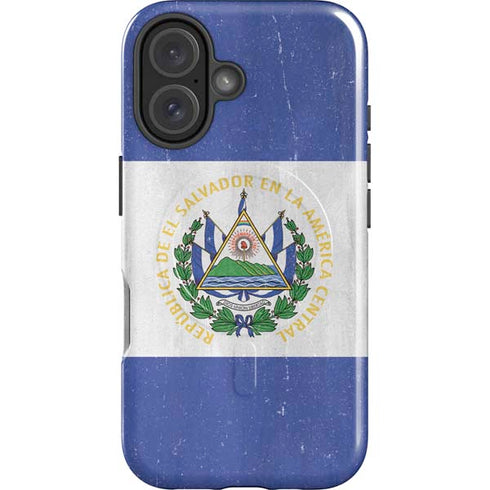 El Salvador Flag Distressed iPhone 16 Magsafe Impact Case