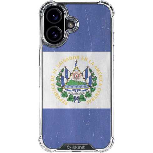 El Salvador Flag Distressed iPhone 16 Plus Clear Case