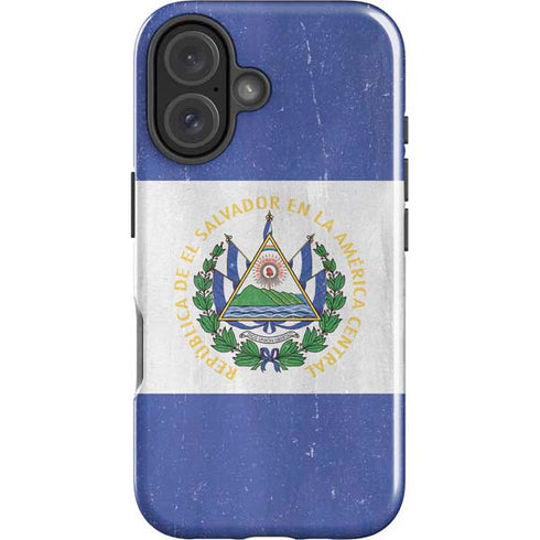 El Salvador Flag Distressed iPhone 16 Plus Impact Case