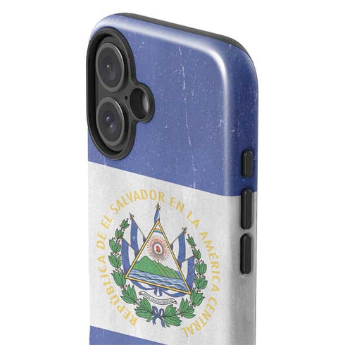 El Salvador Flag Distressed iPhone 16 Plus Impact Case