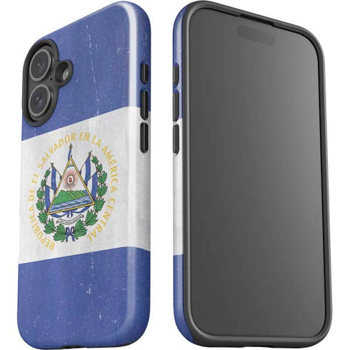 El Salvador Flag Distressed iPhone 16 Plus Impact Case