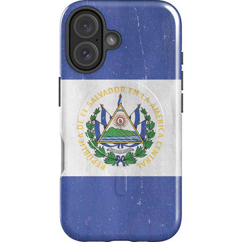 El Salvador Flag Distressed iPhone 16 Plus Magsafe Impact Case