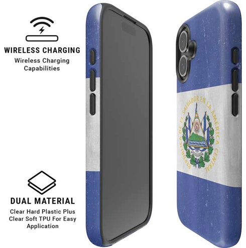 El Salvador Flag Distressed iPhone 16 Plus Magsafe Impact Case