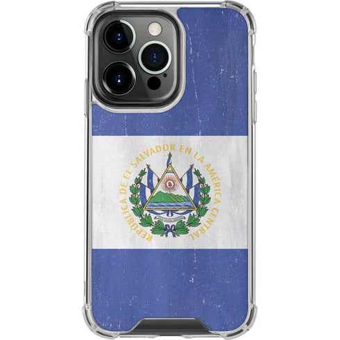 El Salvador Flag Distressed iPhone 16 Pro Clear Case