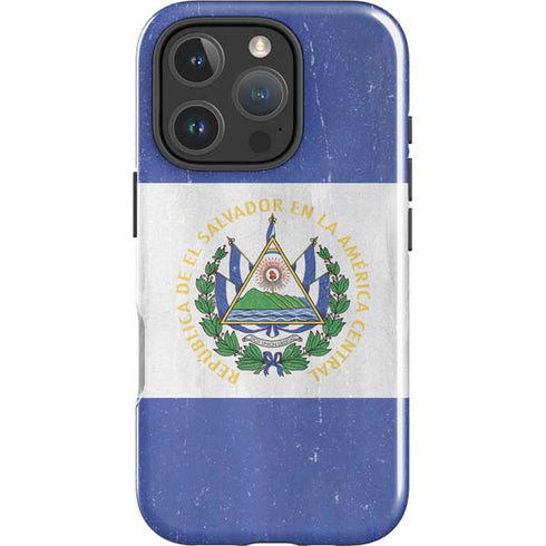 El Salvador Flag Distressed iPhone 16 Pro Impact Case
