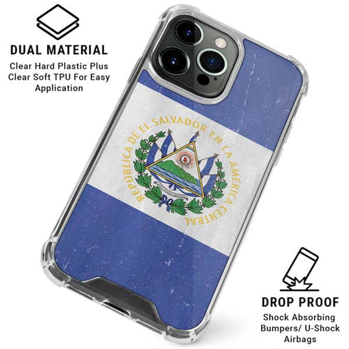 El Salvador Flag Distressed iPhone 16 Pro Max Clear Case