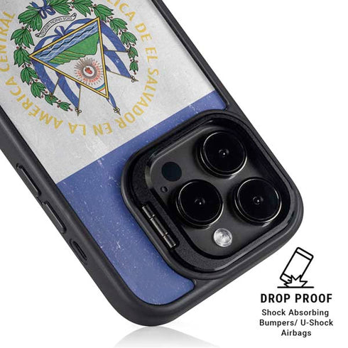 El Salvador Flag Distressed iPhone 16 Pro Max Kickstand Case