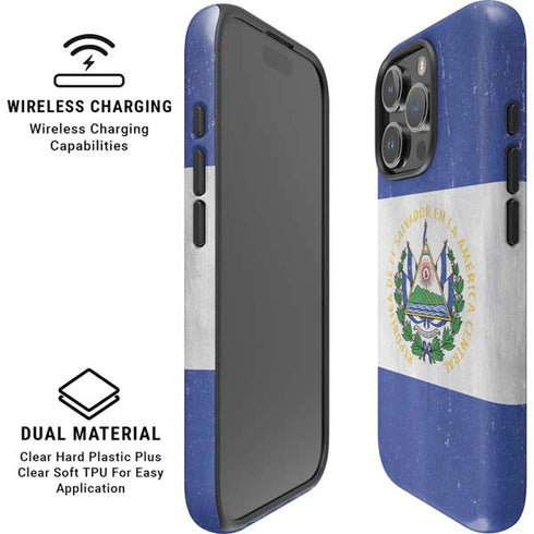 El Salvador Flag Distressed iPhone 16 Pro Max Magsafe Impact Case