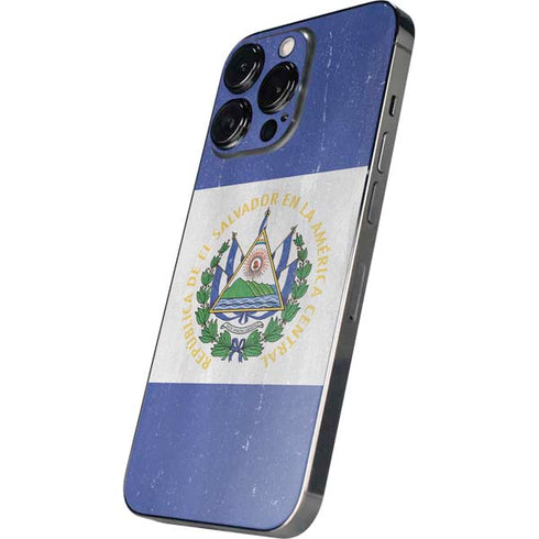 El Salvador Flag Distressed iPhone 16 Pro Skin