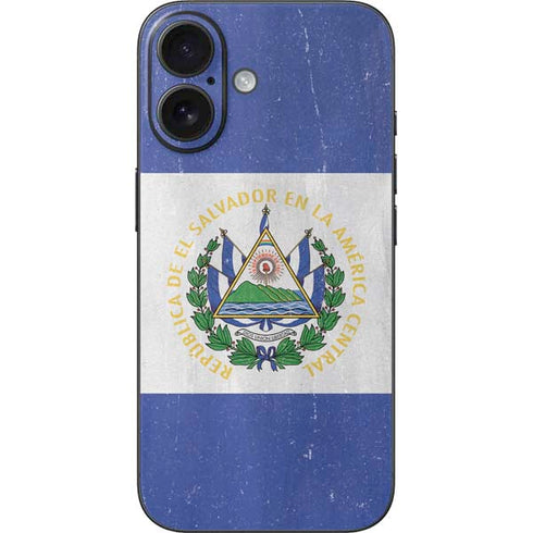 El Salvador Flag Distressed iPhone 16 Skin