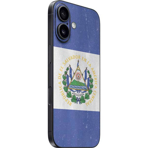 El Salvador Flag Distressed iPhone 16 Skin
