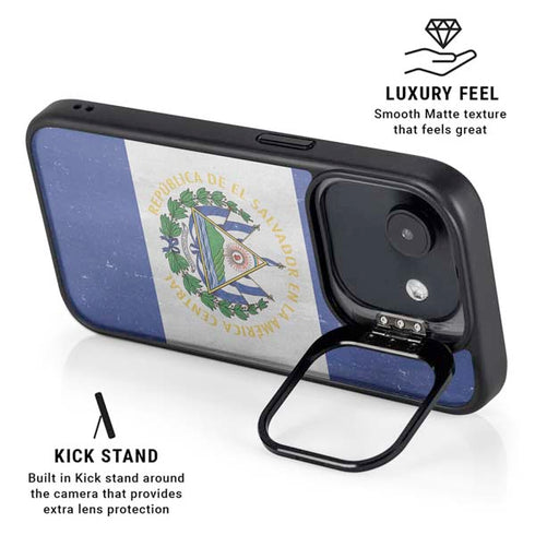 El Salvador Flag Distressed iPhone 16e Kickstand Case