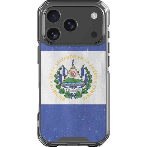 El Salvador Flag Distressed iPhone 18 Pro Clear Case