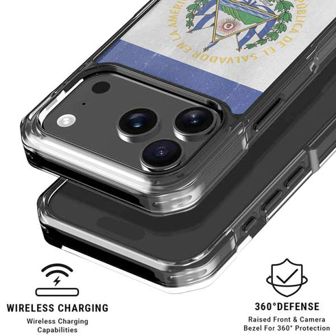 El Salvador Flag Distressed iPhone 18 Pro Clear Case