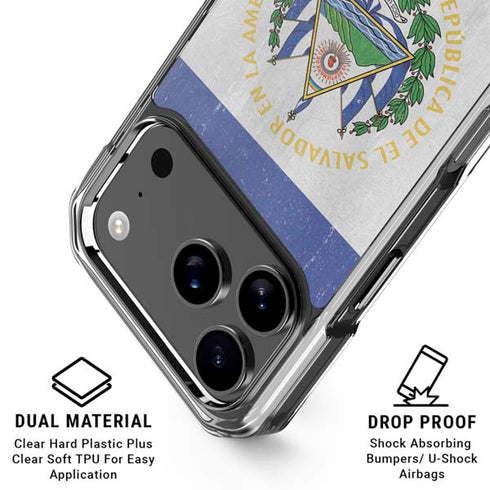 El Salvador Flag Distressed iPhone 18 Pro Clear Case