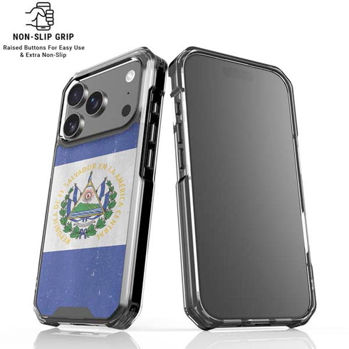 El Salvador Flag Distressed iPhone 18 Pro Clear Case