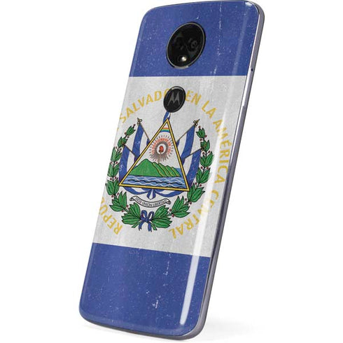 El Salvador Flag Distressed Moto E5 Plus Skin