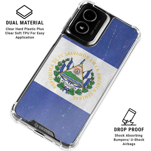 El Salvador Flag Distressed Moto G Power 5G (2024) Clear Case