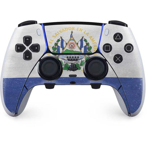 El Salvador Flag Distressed PS5 DualSense Edge Pro Controller Skin
