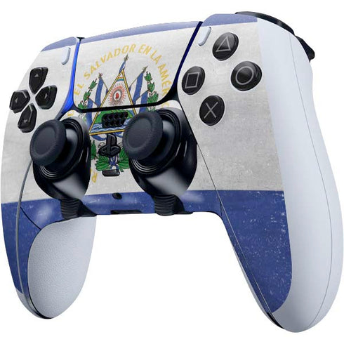El Salvador Flag Distressed PS5 DualSense Edge Pro Controller Skin
