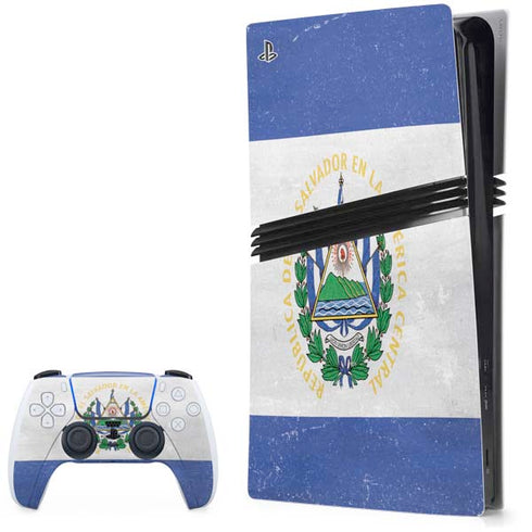 El Salvador Flag Distressed PlayStation PS5 Skins