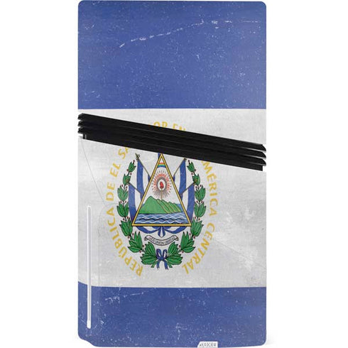 El Salvador Flag Distressed PS5 Pro Disk Console Skin