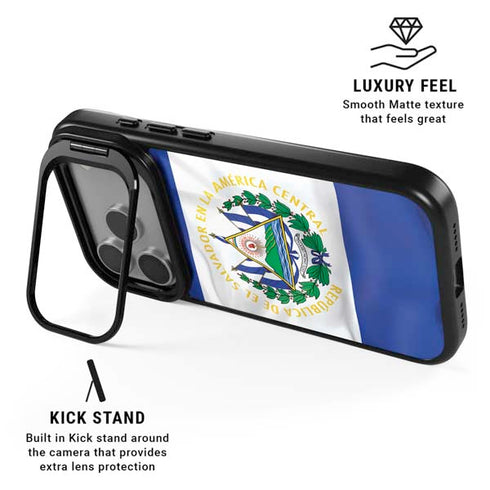 El Salvador Flag iPhone 17 Pro Kickstand Case