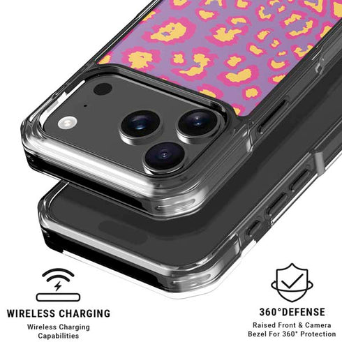 Electric Orchid Leopard Animal Print Color Pop iPhone 18 Pro Clear Case