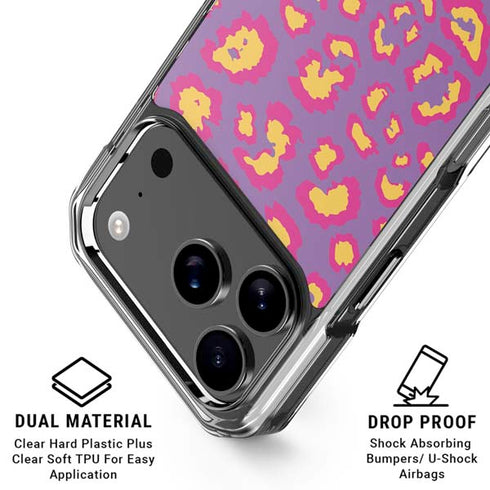 Electric Orchid Leopard Animal Print Color Pop iPhone 18 Pro Clear Case