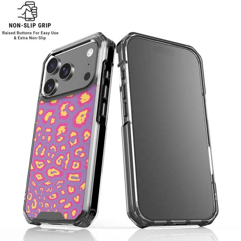 Electric Orchid Leopard Animal Print Color Pop iPhone 18 Pro Clear Case