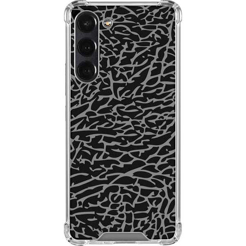 Elephant Print Black Galaxy S24 FE Clear Case