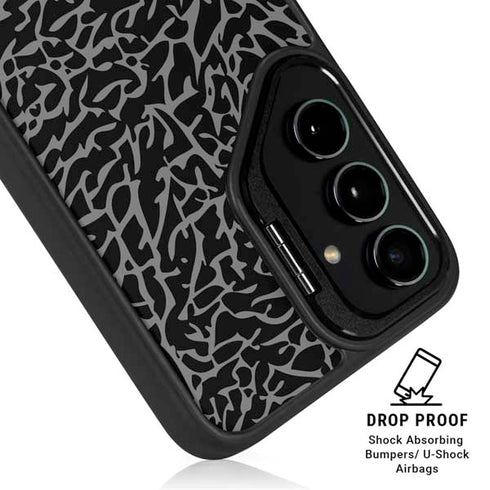 Elephant Print Black Galaxy S25 Kickstand Case