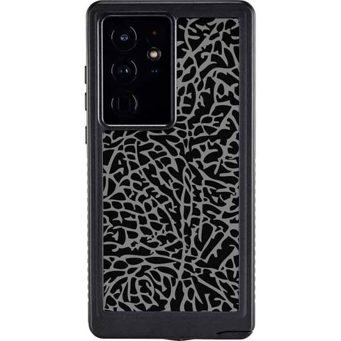 Elephant Print Black Galaxy S24 Ultra Waterproof Case