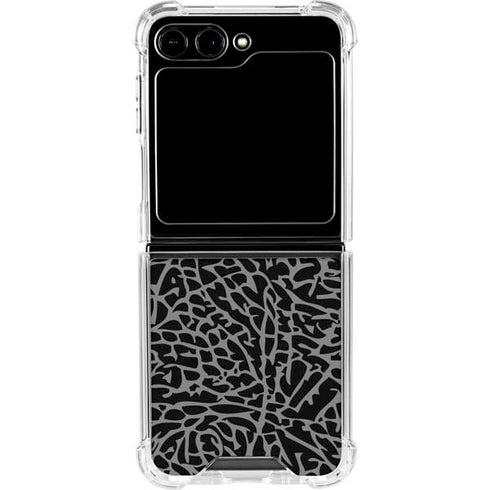 Elephant Print Black Galaxy Z Flip6 Clear Case