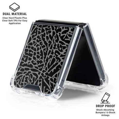 Elephant Print Black Galaxy Z Flip6 Clear Case