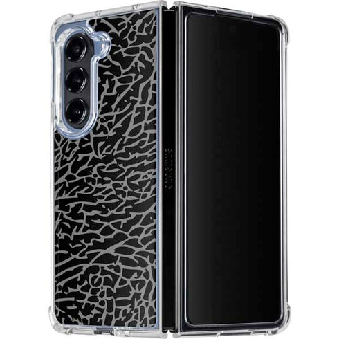 Elephant Print Black Galaxy Z Fold5 5G Clear Case