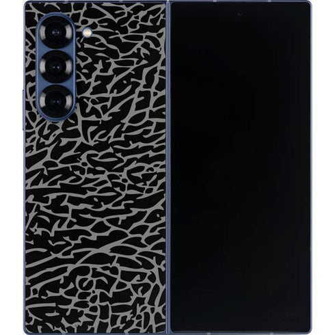 Elephant Print Black Galaxy Z Fold6 Skin