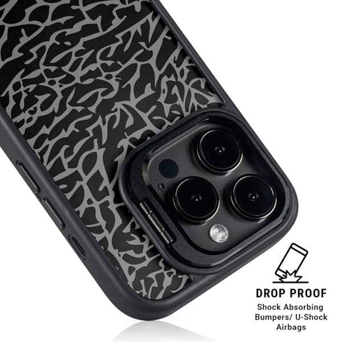 Elephant Print Black iPhone 13 Pro Kickstand Case