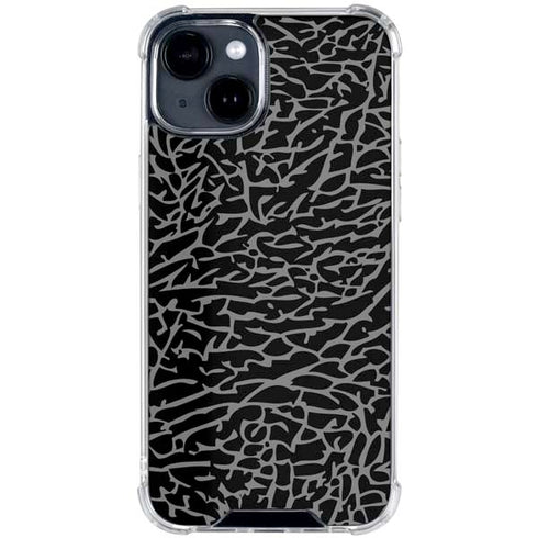 Elephant Print Black iPhone 15 Clear Case