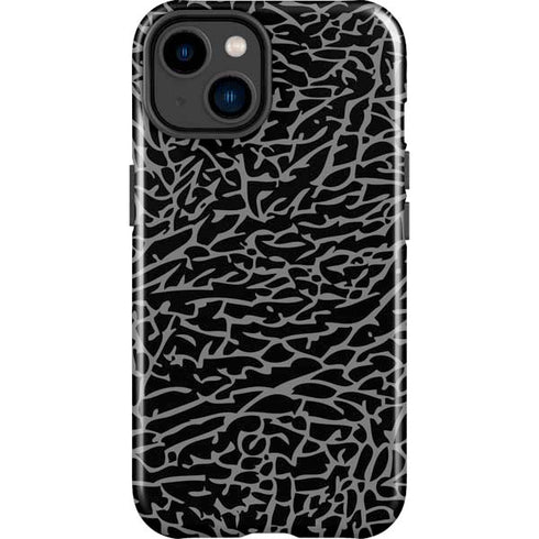 Elephant Print Black iPhone 15 Impact Case