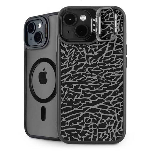Elephant Print Black iPhone 15 Kickstand Case